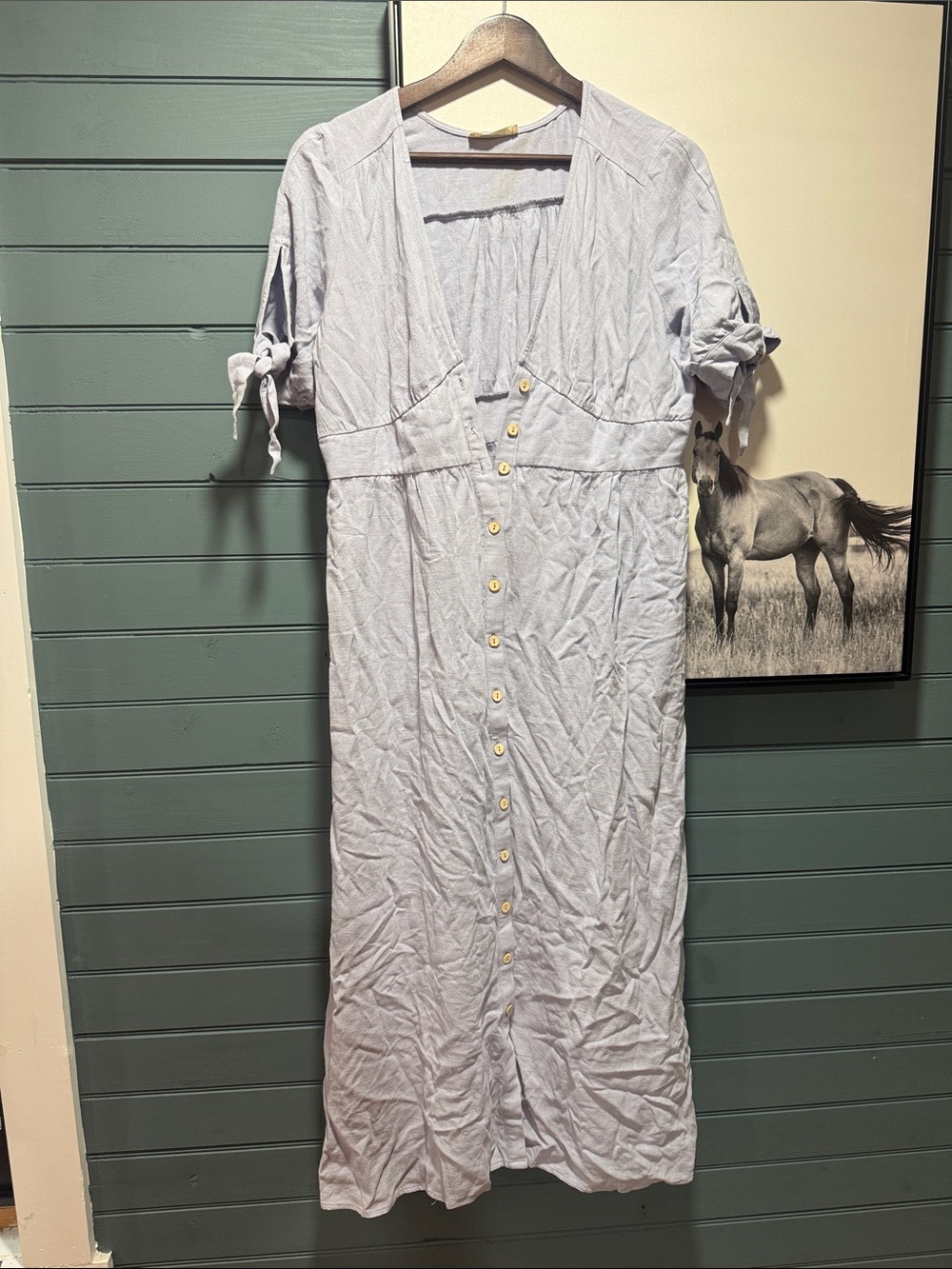 Light Blue Button-Front Women’s Midi Dress